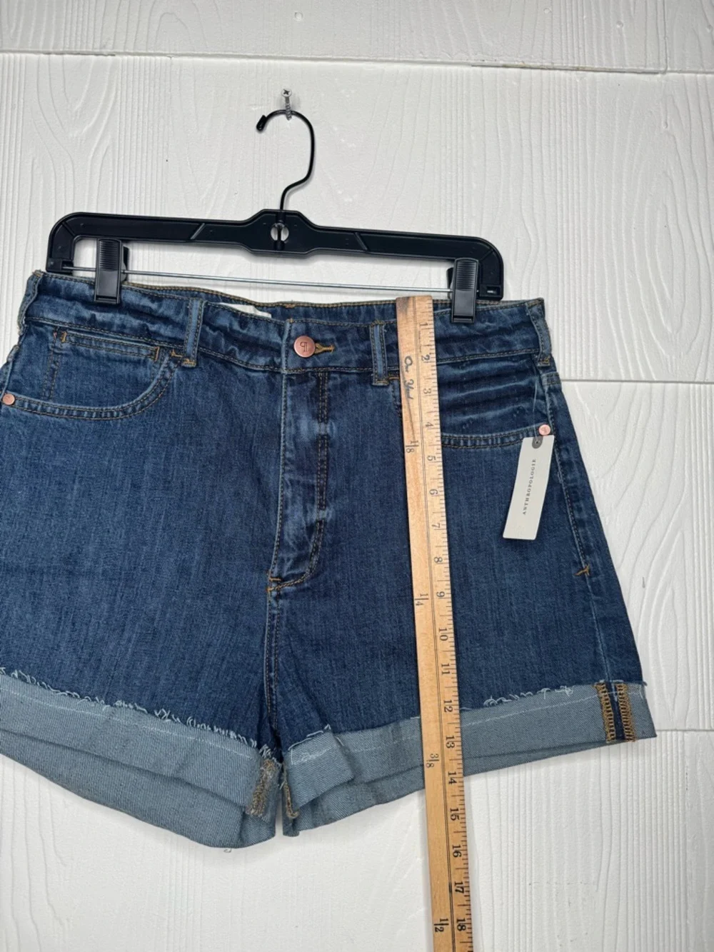 Anthropologie Midnight Blue Rolled Cuff Denim Shorts - Picture 5 of 8
